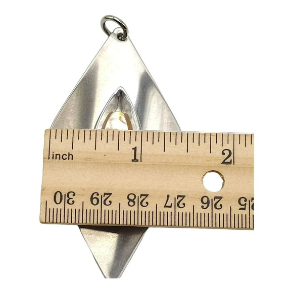 Sheffield England Stainless Steel Abalone Shell Pendant Vintage 1970s - Picture 7 of 7